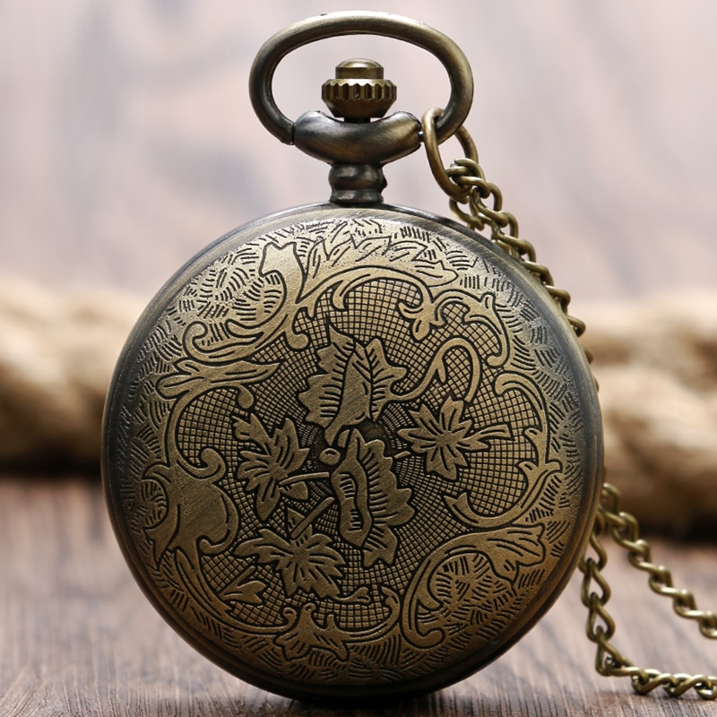 Cool Howling Wolf Hound Dog Bronze Copper Retro Women Men Quartz Pocket Watch Pendant Necklace Chain Relogio De Bolso