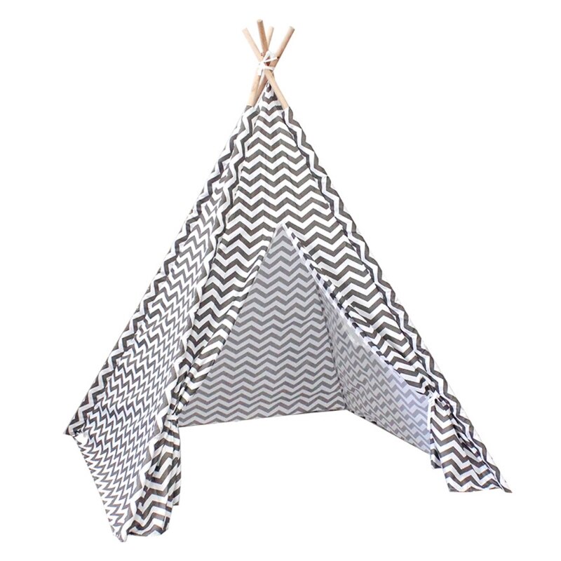 Kids Tent Teepee Tent Voor Kinderen Draagbare Infantil Huis Voor Meisje Cabana Jongen Tenten Decoratie Tapijt: Grey stripes