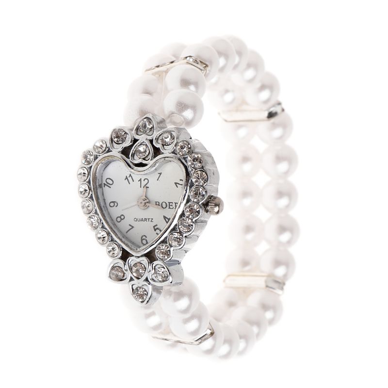 Dameshorloge, klok, casual polshorloges voor dames, horloges met parelarmband, horlogebandje, quartz polshorloge, horloges, sieraden: Veelkleurig