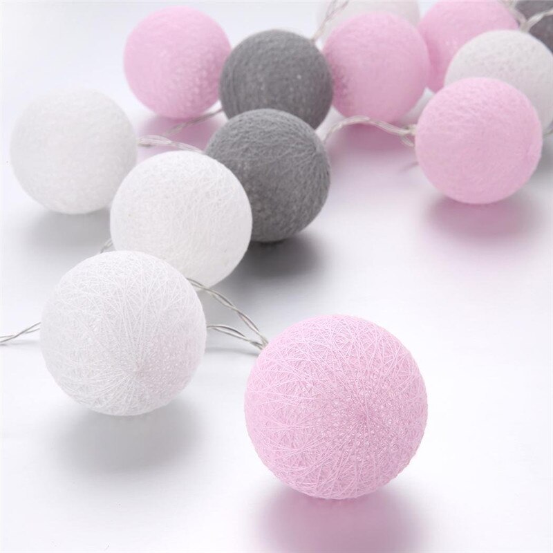 Wrumava 3 m 20 Globe Lichtslingers Batterij LED Guirlande Verlichting Warm Wit Thai LED Katoenen Bal Licht Chain Party Kerst lichten