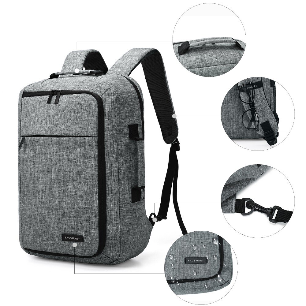 BAGSMART Multifunctionele Bakpack Mannen Reistas Waterdicht Bolsa Mochila voor 15.6 Inch Laptop Rugzak Schooltas Rugzak