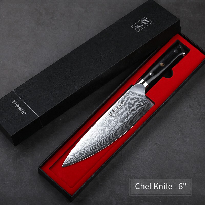 TURWHO 8'' Chef Knife Gyuto Japanese Damascus Stainless Steel Kitchen Knife Very Sharp Cooking knives G10 Handle: Chef knife