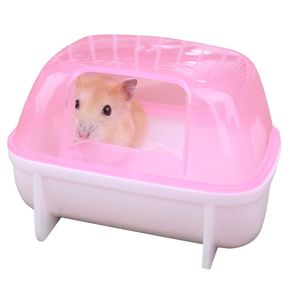 Hamster Bath Room Plastic Chinchilla Bathing Cage House Toilet Bath Salt Body Washing for Squirrel Baby Rabbit Litter Box: Pink 12x9x9cm
