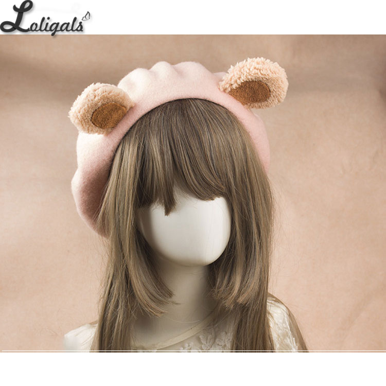 Dejlige lolita bjørn øre baretter søde kvindelige uld baretter til vinteren