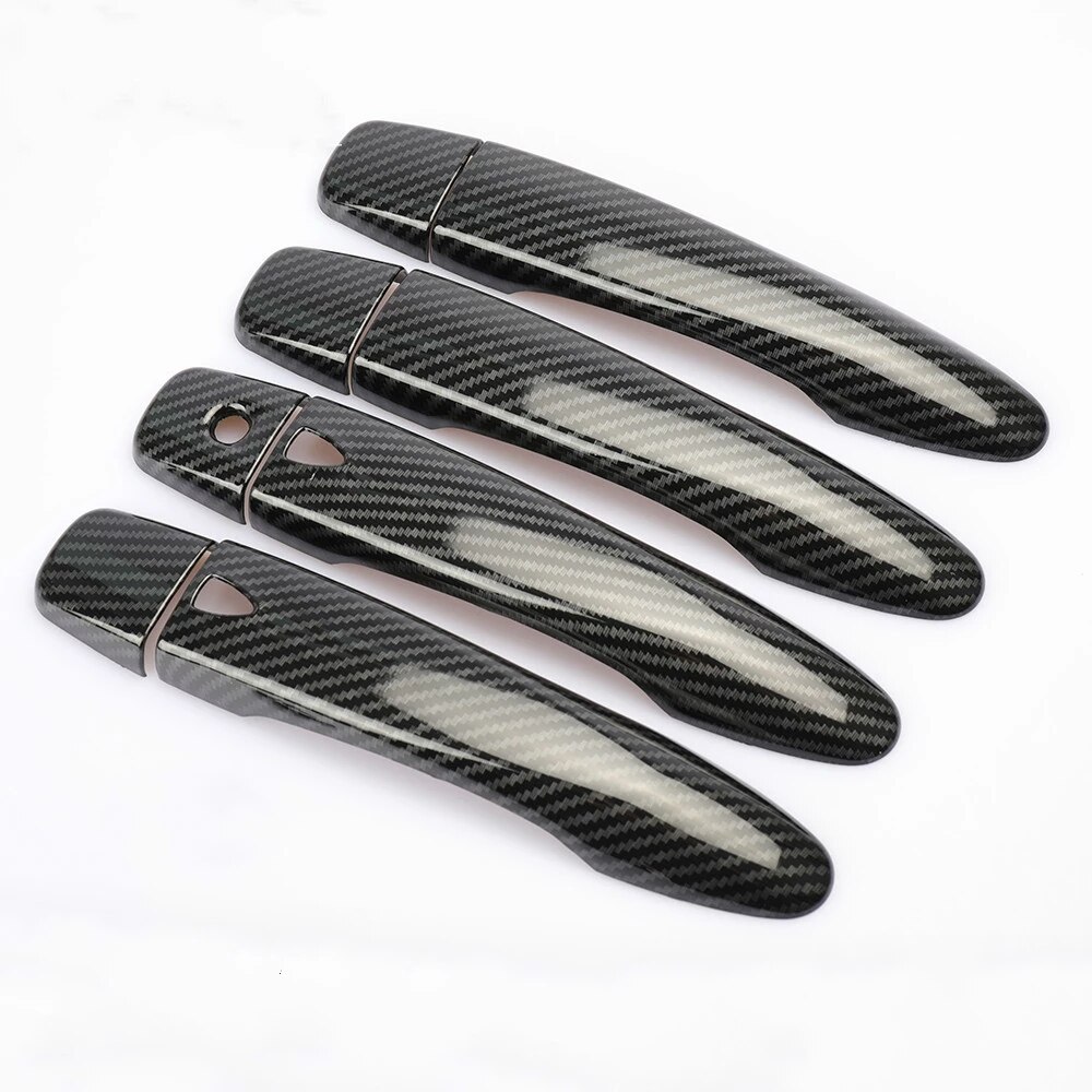 For Nissan Maxima A36 Chrome Car Door Handle Cover Carbon Fiber Black Trim Styling Stickers Auto Accessories: black 2buttons
