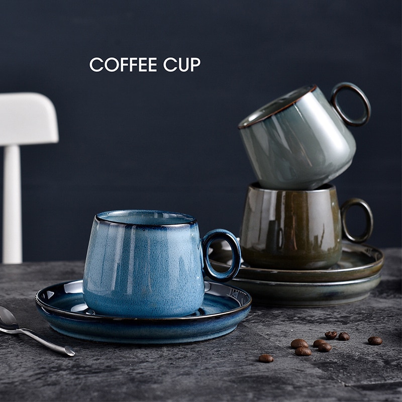 280ml høykvalitets keramiske kaffekopper kaffekopp enkel europeisk stil krus cappuccino blomsterkopper latte