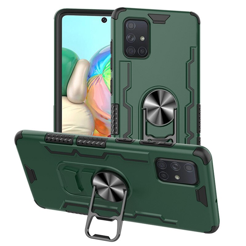 For Samsung Galaxy A51 A71 Case Car Magnetic Ring Shockproof Armor Case for Galaxy A51 A71 Stand Holder Phone Cases: For A71 / Green