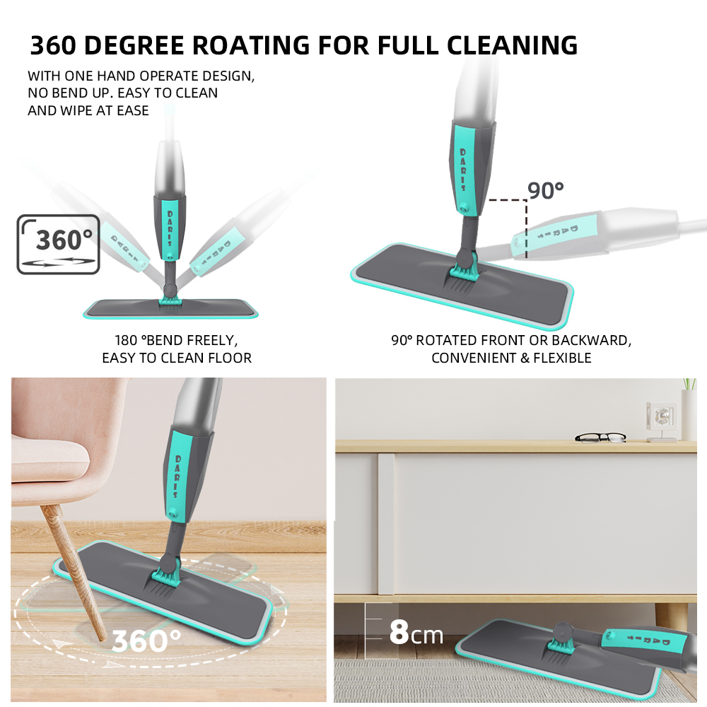 Magic Floor Cleaning Veegmachine Bezems Met Microfiber Pads 360 ° Rotatie Platte Spuiten Vloer Mop Bezem Voor Schoonmaken Thuis Spin mop