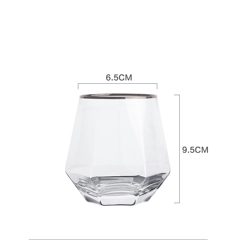 Japanse Stijl Glas Whisky Spirit Glas Rode Wijn Glas Goud Velg Diamant Glas Zes-Zijdige Huishoudelijke Transparant Glas Water cup: C