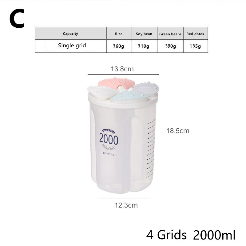 1Pc Transparant Voedsel Opbergdoos Keuken Opbergdoos Graan Opslagtank Vochtbestendige Verzegelde Blikken Organisatoren Keuken Benodigdheden: C