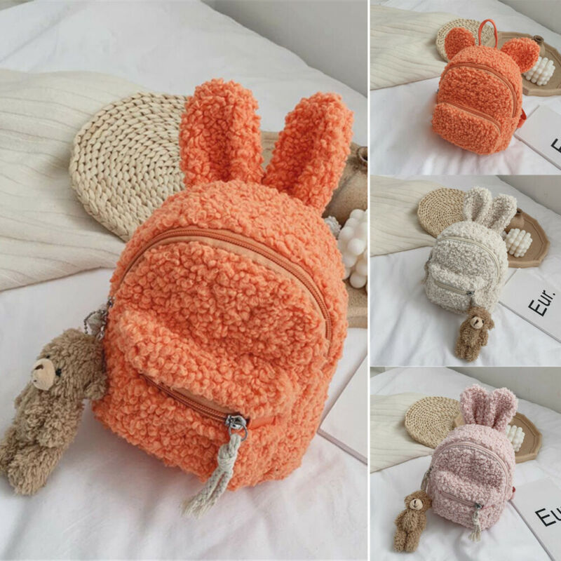 Kinderen meisjes kinderen fleece cartoon schattig rugzak baby peuter pluche klein mini schooltas schoudertas rugzak