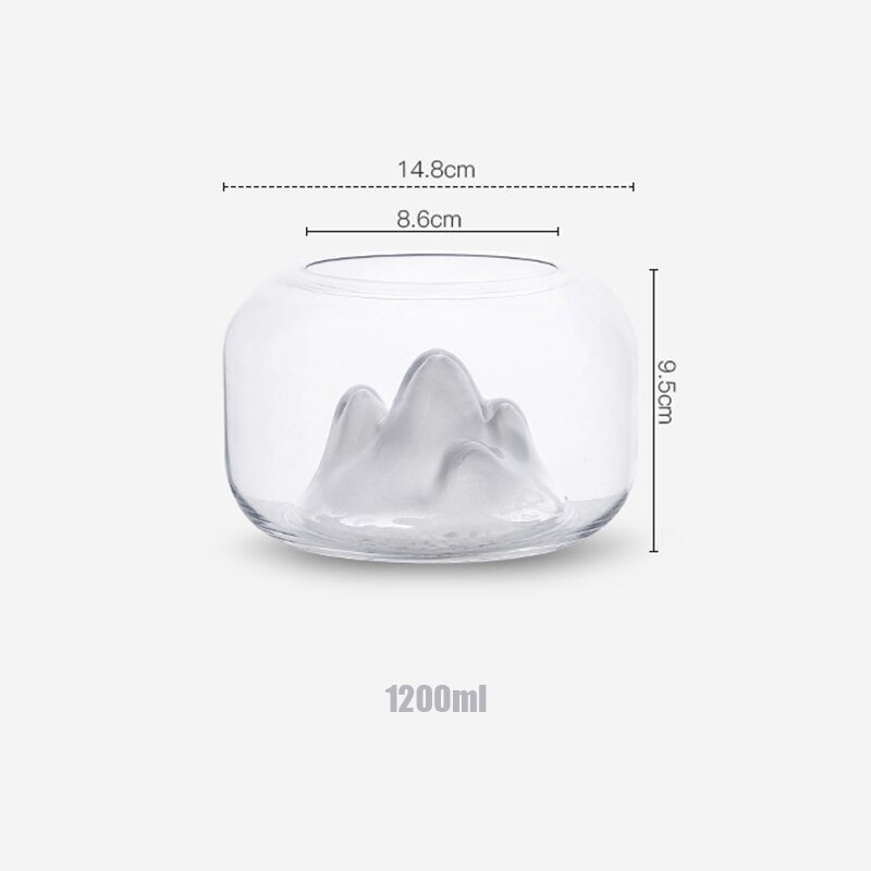 Style japonais neige montagne verre Transparent aquarium Mini bol à poisson pour poisson or grondement poissons décor à la maison pour salon: Default Title