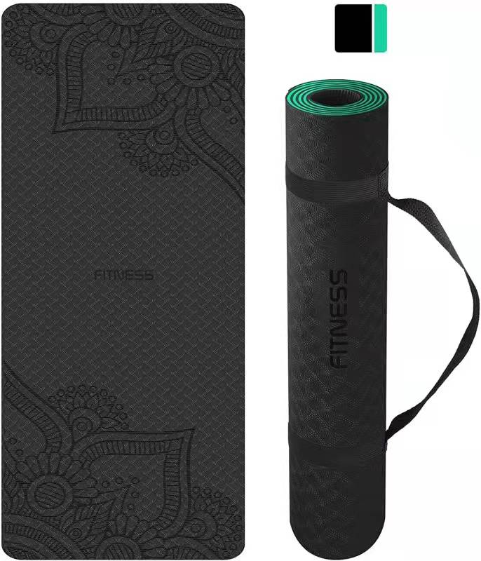 BAIYING Esterilla Yoga, TPE Antideslizante Colchoneta de Yoga para Entrenamiento en casa y Gimnasio Ejercicio, Esterilla Fitness para Yoga, Pilates, Deporte, 183mm x 61mm x 6mm: heise