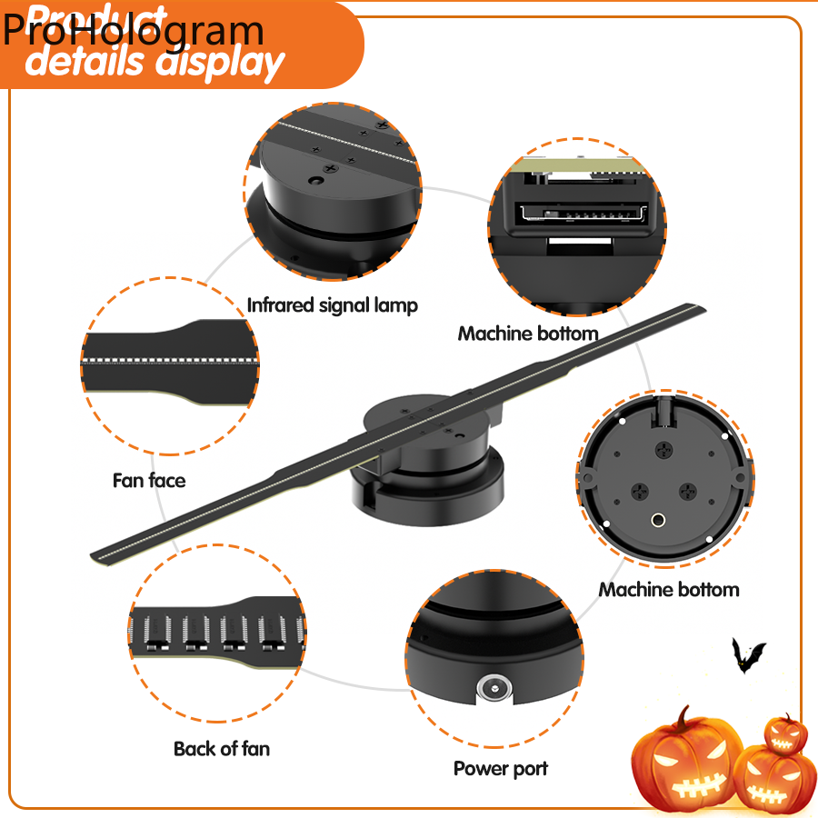 PD42 3D Hologram Projector Fan Wifi Display Zakelijke Reclame Logo Licht Holografische Lamp Projectoren Vervangbaar Fan Blade