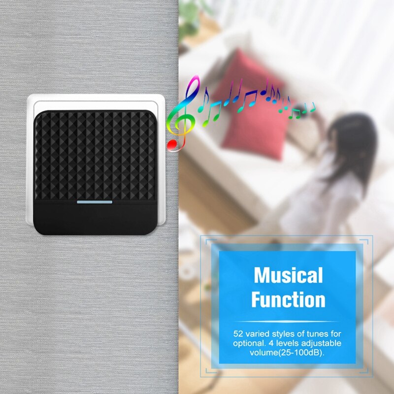 Sensor de Control de luz de timbre a prueba de agua inalámbrico Solar remoto de 300M con transmisor + receptor timbre uno para dos Kit enchufe estadounidense