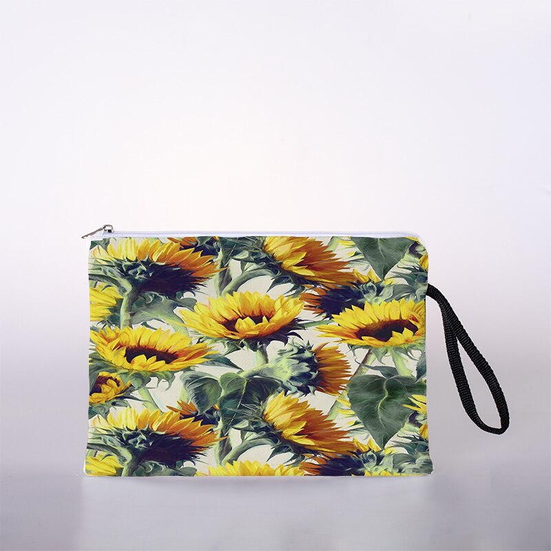 Kosmetyczka z nadrukiem słonecznika torba podróżna na zewnątrz dziewczyna kosmetyki dla kobiet torba kosmetyczka worek robić przechowywania panie pudełko na kosmetyki: 9