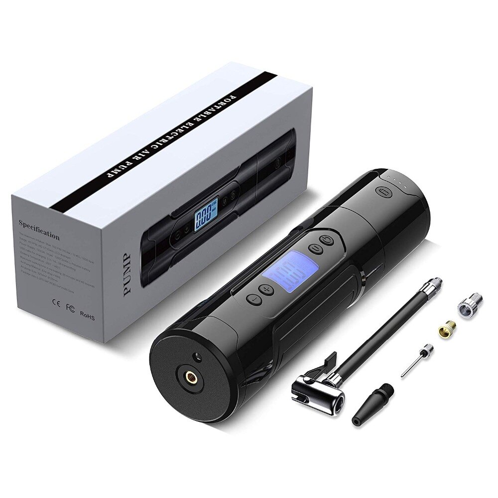 35L/min cordless portable air compressor 150PSI car electric bicycle tire pump, with digital LED light power supply: Black