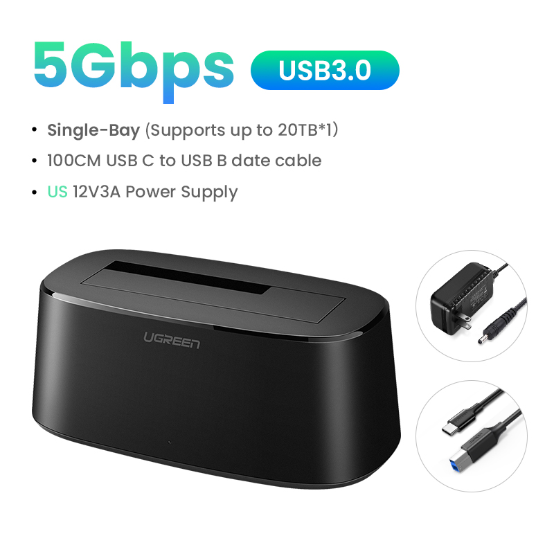 UGREEN Dual Bay HDD Docking Station SATA to USB 3.0 Adapter for 2.5 3.5 SSD Disk Case Dock Hard Drive Enclosure Docking Station: Beige