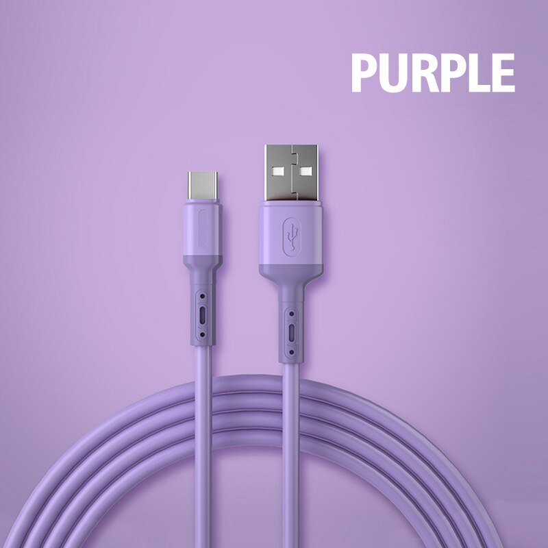 Cavo USB tipo C in Silicone morbido liquido cavo Micro USB 3A telefono Android Tablet USB C cavo dati Mobile a ricarica rapida: VIOLA / 1M Type C