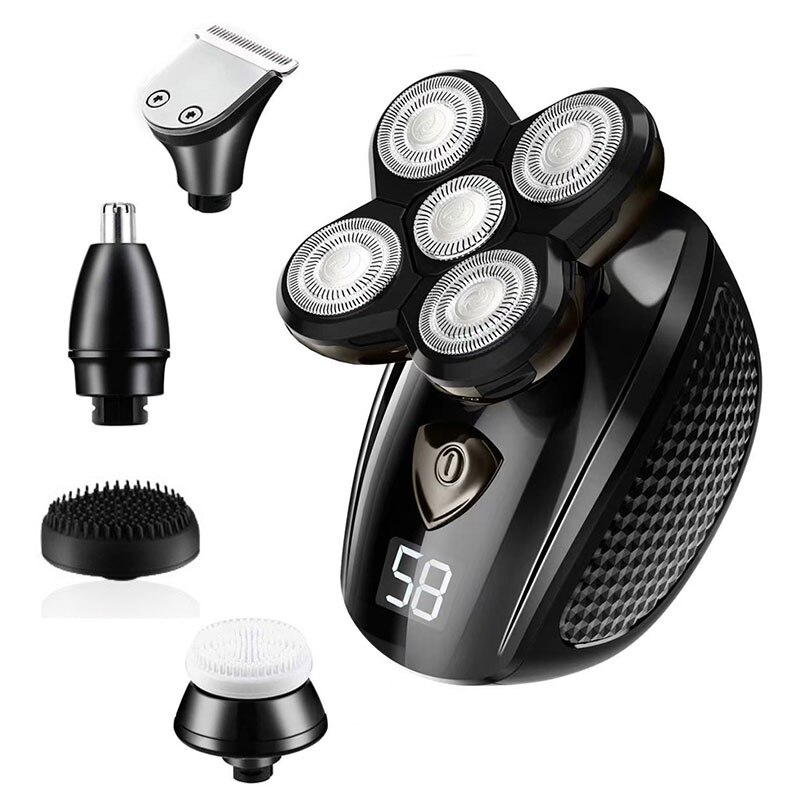 5-Blade Lcd Display Nat Droog Baard Facial Body Elektrische Scheerapparaat Mannen Haar Scheerapparaat Kaal Scheren Machine Waterdicht kit