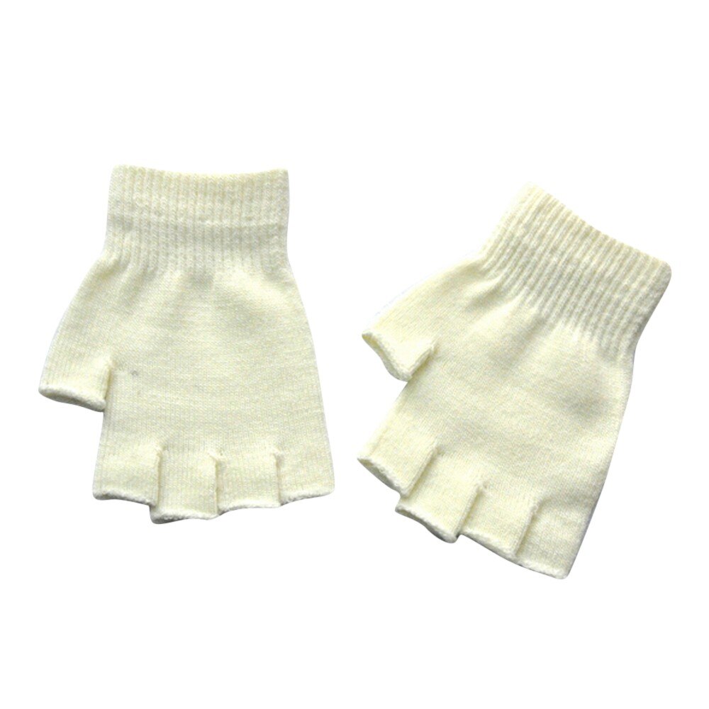 Winter Gloves Unisex Gloves Mitten Fingerless Knitted Crochet Half-fingers Adult Warm Winter Gloves Women: White 
