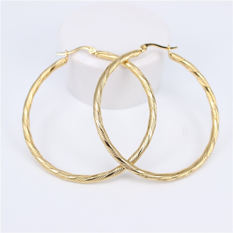 Diameter 20-50MM Circle Small Hoop Earrings With Gold Color Simple Earring For Women Stainless Steel Jewelryy LH819: Diameter 50MM