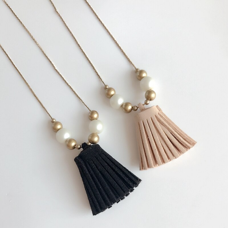 Simple Sweet Two Colors Choker Pendant Tassel Necklace