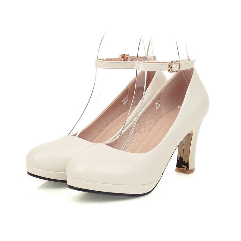 Fedonas kvinder bryllup høje hæle pumps ensfarvet slip on pumps forår sommer rund tå nyeste mærke sko kvinde: Mibai / 11