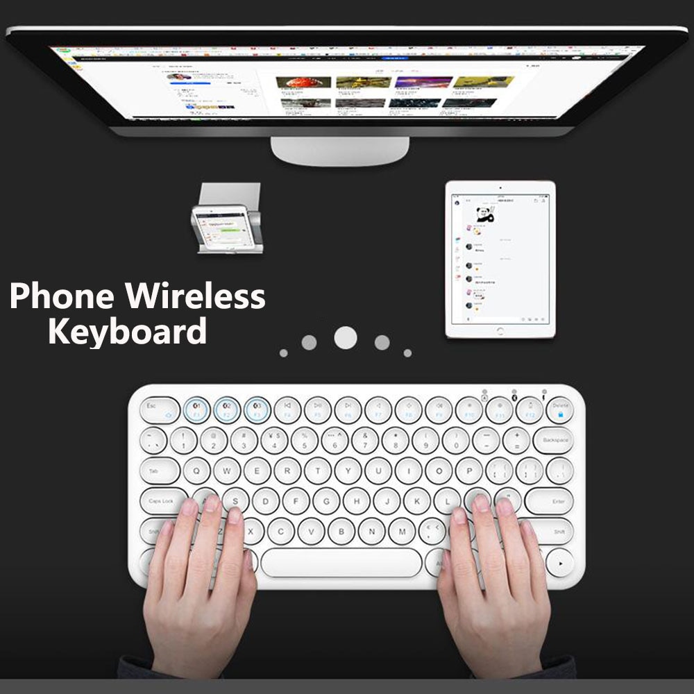 Teclado inalámbrico para teléfono móvil, teclado pequeño y compacto para videojuegos, 78 teclas, inalámbrico, Bluetooth, portátil, batería de interruptor de oficina