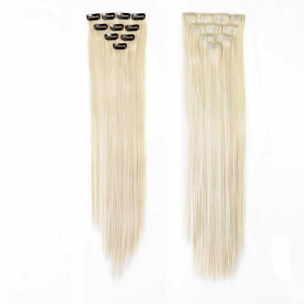 Neitsi 20'' 10pcs/pack Straight Long Single Clip In One Piece Heat Resistant Synthetic Hair Extensions Ombre Hairpiece For Woman: 613