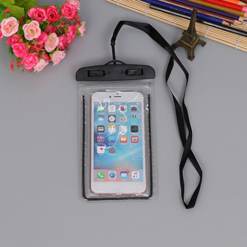 Waterdichte pvc zwemtas waterdichte mobiele telefoonhoes droge tas universele duik- en drifttassen: Zwart
