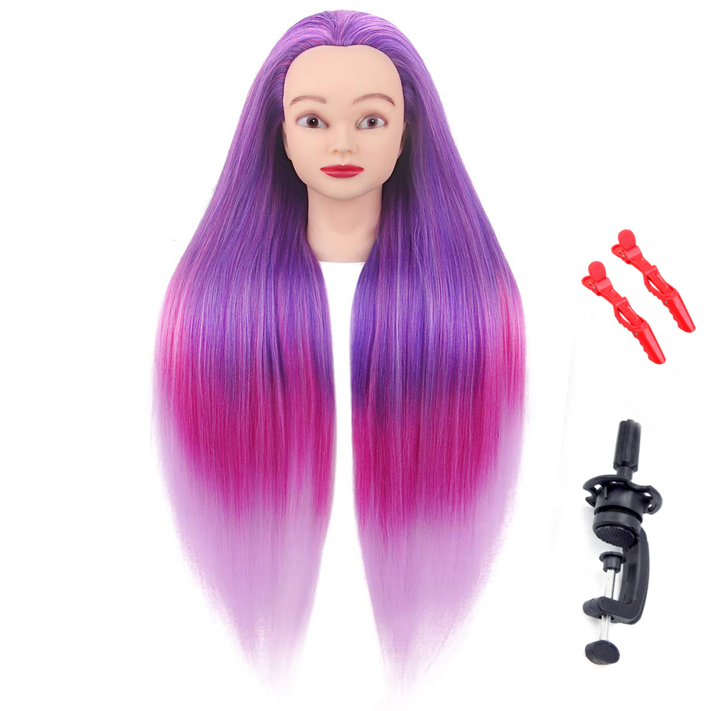 70cm Long Doll Head For Hairstyles Mannequin Head With 100% Synthetic Long Hair Training Head For Braid Hairdressing With: WHITE