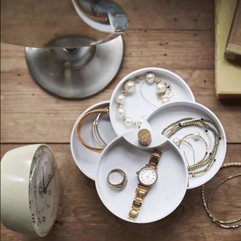 Wit Draaibare Opslag Lade voor Sieraden Trinket Ketting Armband Oorbel Slaapkamer Sleutelhouder Kaptafel Organizer