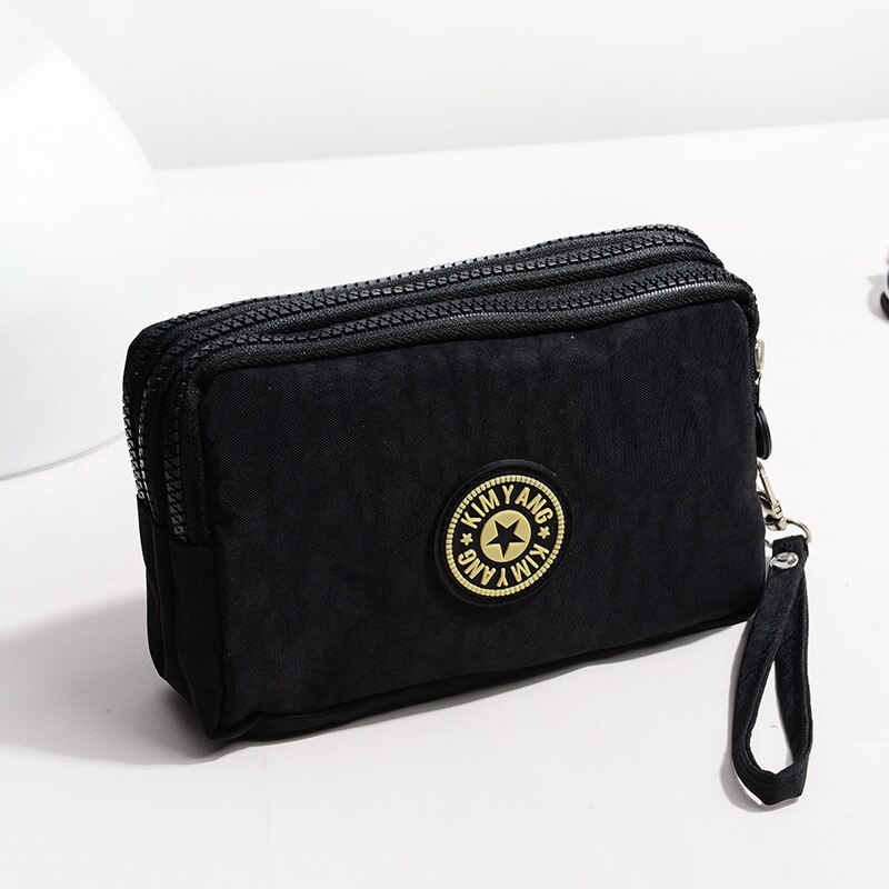 Portemonnee dames portemonnees dames nylon tassen id-kaarthouders dames portemonnee handtassen clutches: Zwart