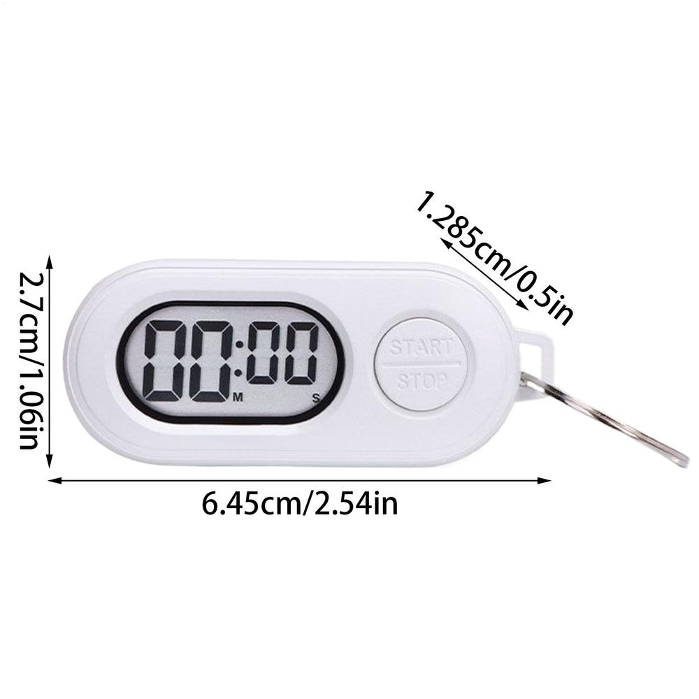 Elektronische klok Sleutelhanger stopwatch-poorten Kleine stop-timer Sleutelhanger LCD-scherm Digitale klok Lichtgewicht countdown-accessoires: WHITE