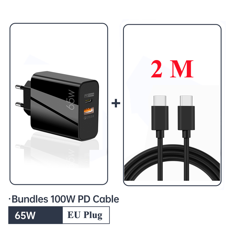 65 W Usb C Lader Pd Usb Power Met Gan Tech Qc Snelle Oplader Voor Macbook Pro Air Dell Xps oppervlak Laptops Iphone 13 Pro Max