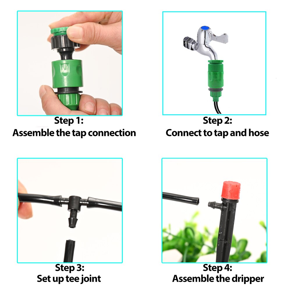 15M 4/7Mm Hose Drip Irrigation System With Timer Watering Set Adjustable Micro Drippers For Irrigation Plant Watering System