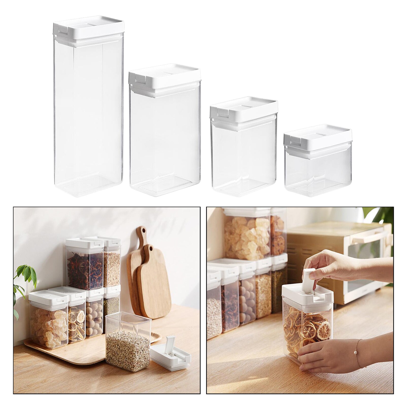 Airtight Cereal Container Clear Food Storage Box Kitchen Pantry Organizer