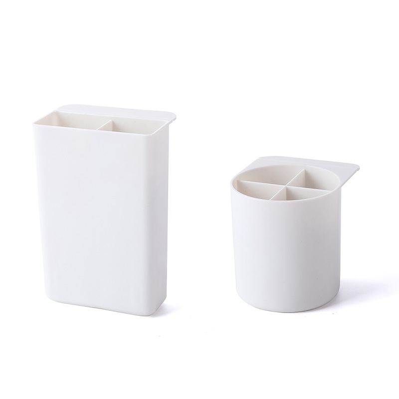 2/4 Grid Desktop Pen Holder Pasteable Hanging Storage Case Office School Plastic Box Desk Pen Pencil Makeup Brush Organizer