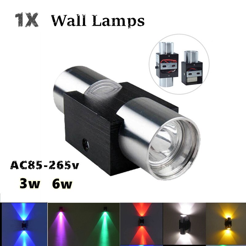 1 stück oberflächenmontage LED-lampe LED-strahler 3 Watt 6 Watt Aluminium Doppel kopf wandleuchte Hintergrund Zauberstab Bar KTV bunte wandleuchte LED RGB