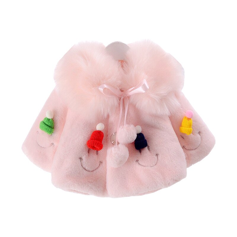 Inverno neonate moda soffice scialle imitazione pelliccia orecchie di coniglio ragazze cappotto di cotone spesso cappotto di abbigliamento per bambini in Cashmere caldo