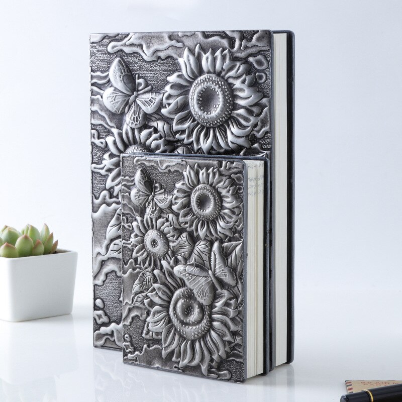 Anaglyph-Cuaderno de girasol dorado, planificador Retro, libro de bronce, suministros escolares, cultura de oficina y educación: A5 Sliver
