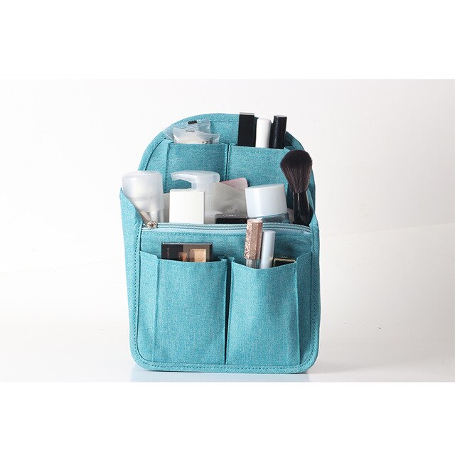 Organizer voor cosmetische tasjes voor dames, geschikt voor reistassen, insteekvakken, opbergvakken, afwerking van handtas.: Hemelsblauw