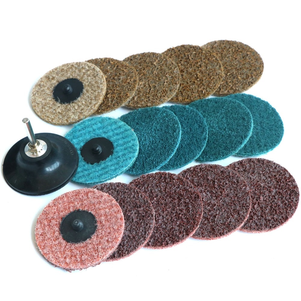 Yutnqin 3 Inch Roll Lock Oppervlak Polijsten Quick Change Disc Schuurpad 15 st 75mm Nylon Schuurpads voor Aangedreven Schuurmachine