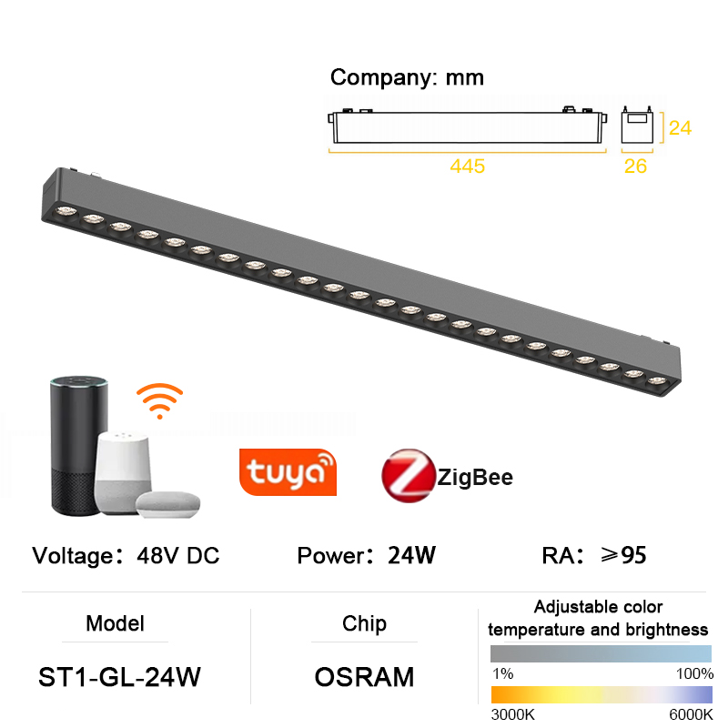ST1 série Smart TUYA ZIGBEE éclairage sur rail magnétique en aluminium Ultra mince 6mm aucune cellule requise haute dureté luminaire Flexible moderne: Rouge foncé