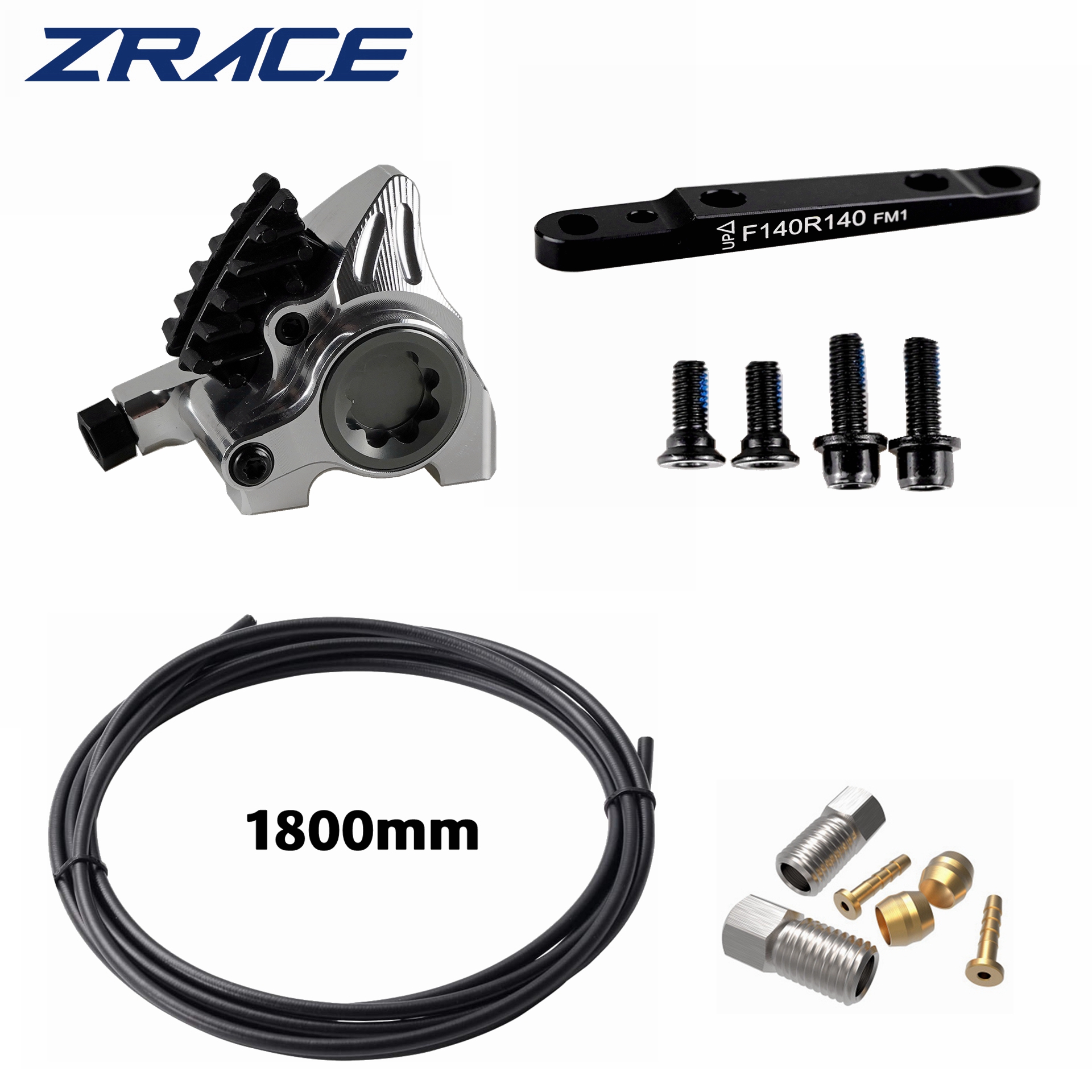 Pinza de montaje plano ZRACE XG, freno hidráulico de carretera, pastillas ICE-TECH, carrera BMX, peso ligero CNC completo: Gris claro