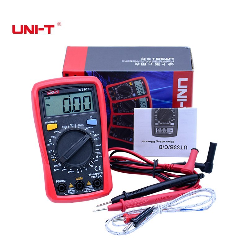 Multímetro UNI-T de tamaño de Palma UT33A + UT33B + UT33C + UT33D + multímetro digital con capacitancia/NCV/prueba de diodo/Zumbador de continuidad: UT33C