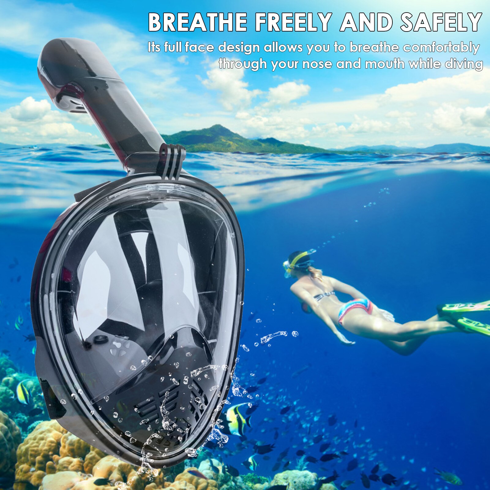 Unterwasser Scuba Anti Fog Vollen Gesicht Tauchen Maske Schnorcheln Atemwege Masken Sicher Wasserdicht Schwimmen Ausrüstung Für Erwachsene Jugend