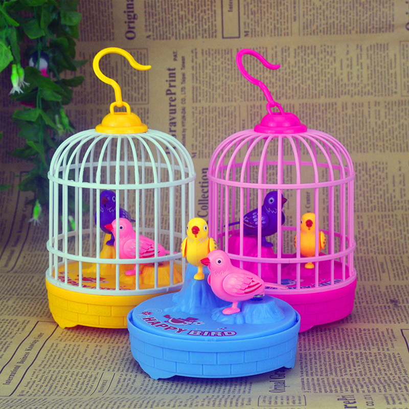 Sound Control Mini Bird Cage Toy Novelty Induction Arrangement Simulated for kids