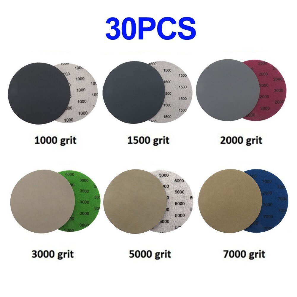 1000 1500 2000 3000 5000 7000 hiomapaperi 125mm 30 kpl 5 tuuman kiekot